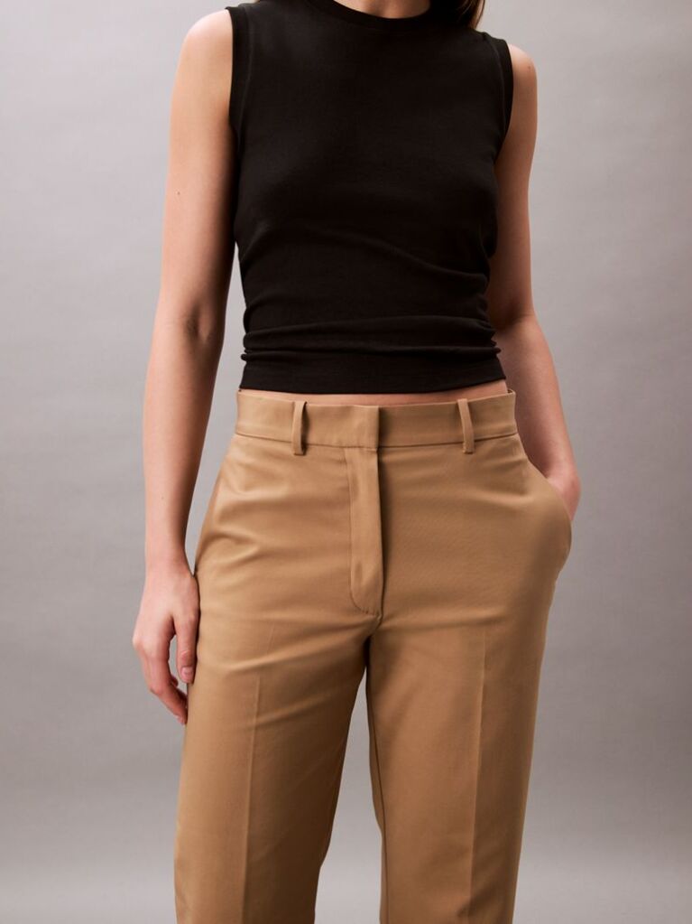 Maro Pantaloni Chino Drepti Din Bumbac Elastic  Femei