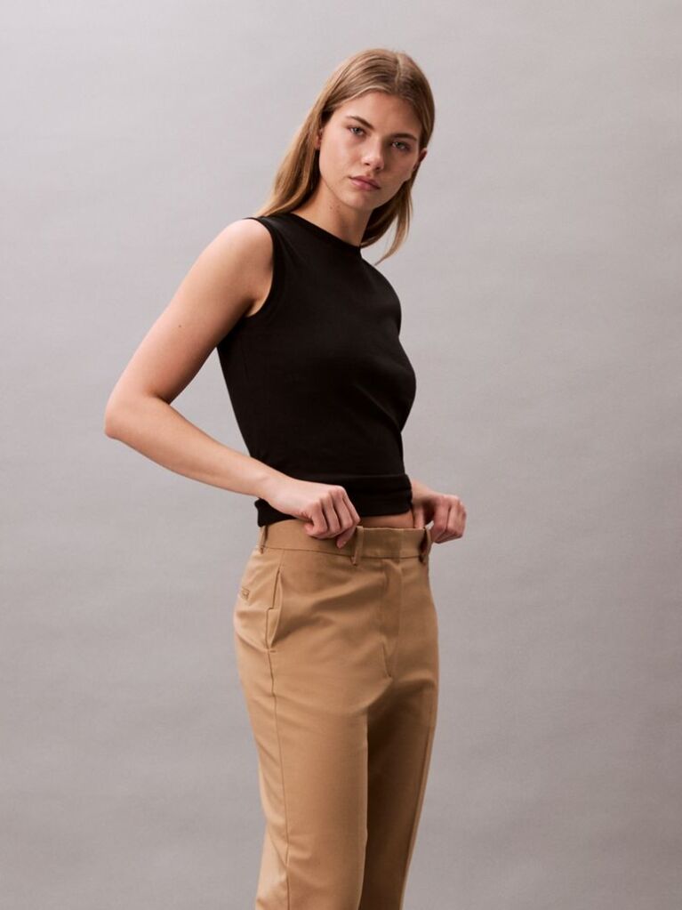 Maro Pantaloni Chino Drepti Din Bumbac Elastic  Femei