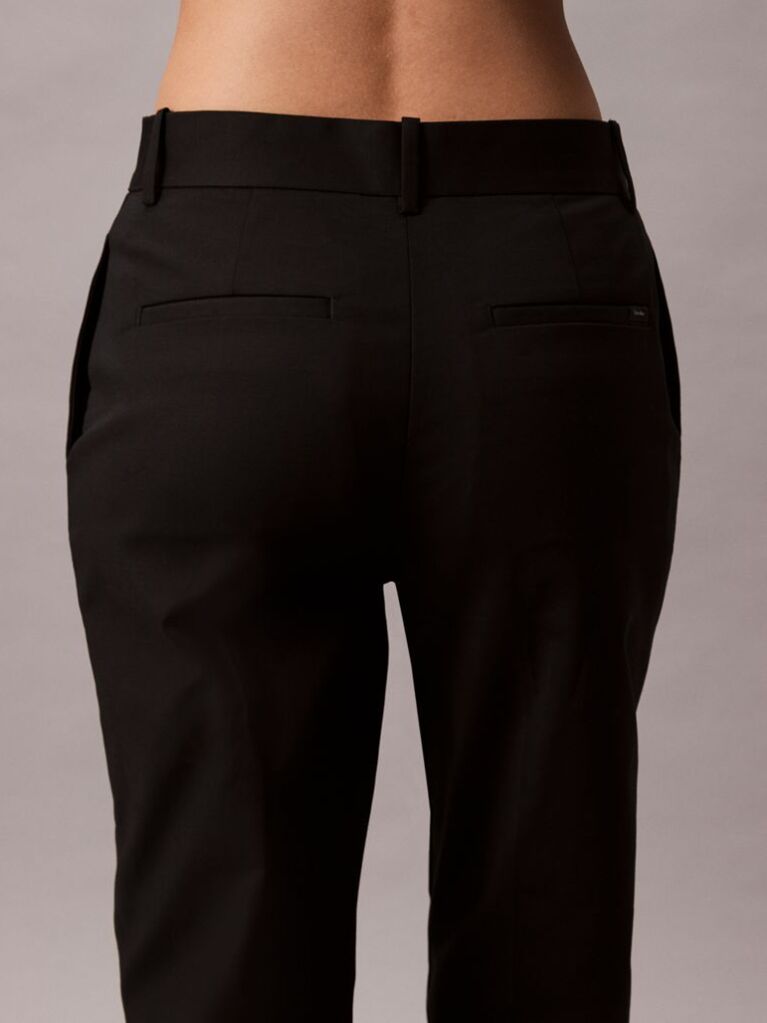 Negru Pantaloni Chino Drepti Din Bumbac Elastic  Femei