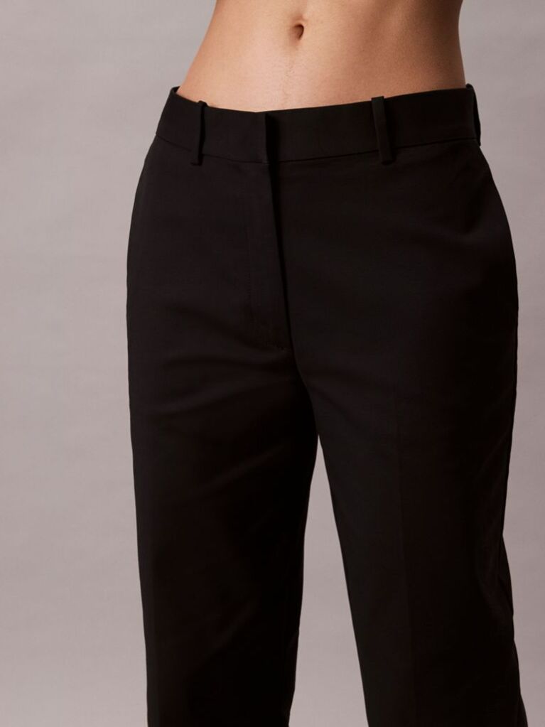 Negru Pantaloni Chino Drepti Din Bumbac Elastic  Femei