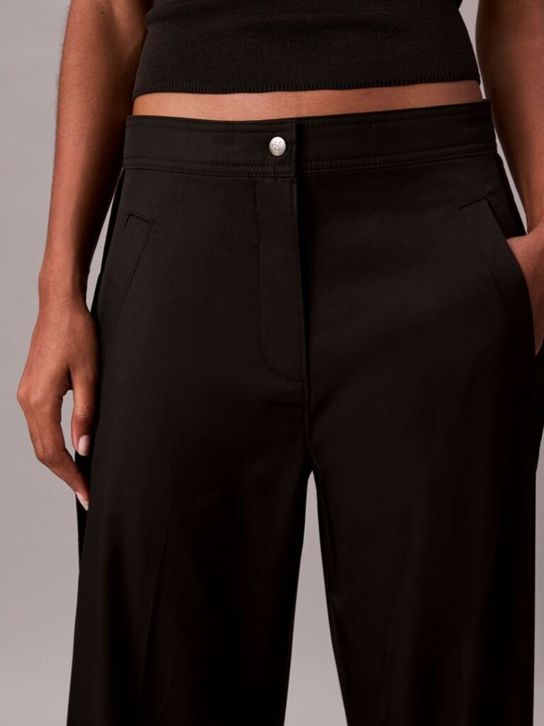 Negru Pantaloni Din Bumbac Twill Cu Banda Logo  Femei