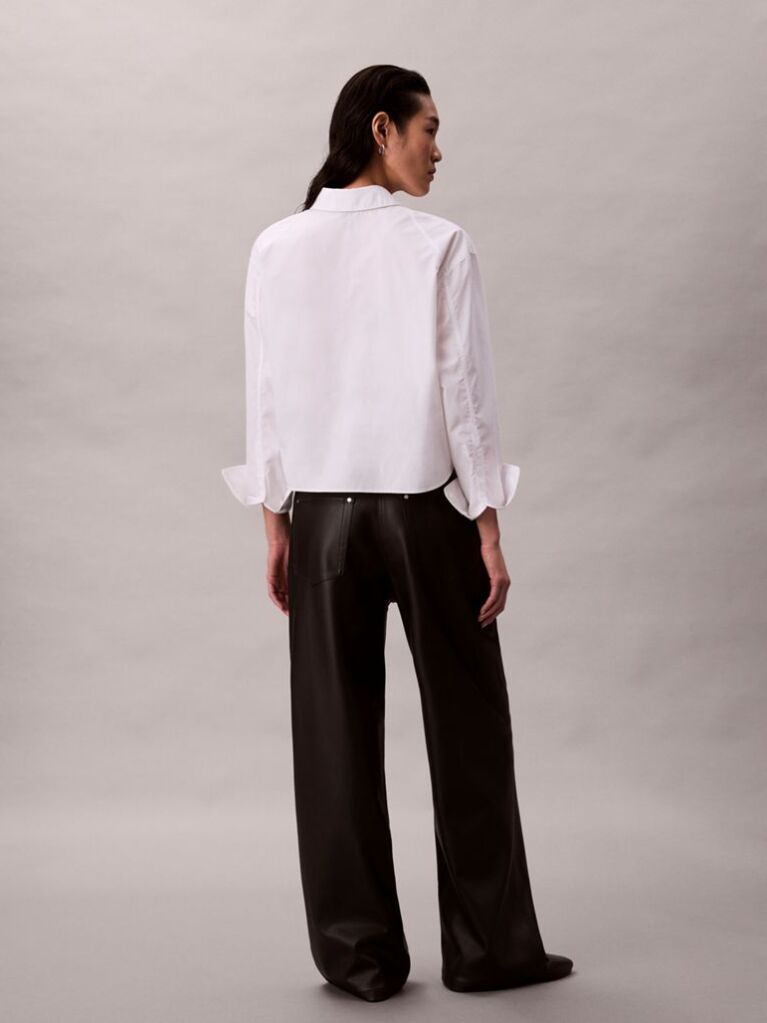 Negru Pantaloni Din Imitatie De Piele Cu 5 Buzunare  Femei