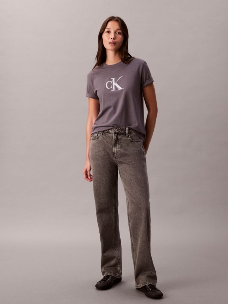 Gri Tricou Classic Monogram Cu Paiete  Femei