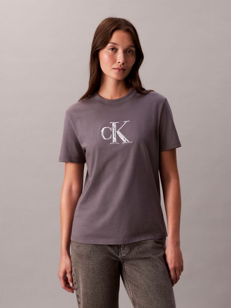 Gri Tricou Classic Monogram Cu Paiete  Femei