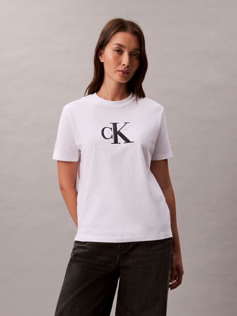 Alb Tricou Classic Monogram Cu Paiete  Femei