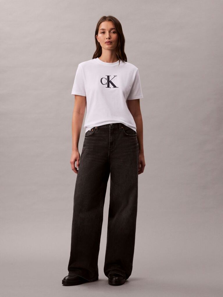 Alb Tricou Classic Monogram Cu Paiete  Femei