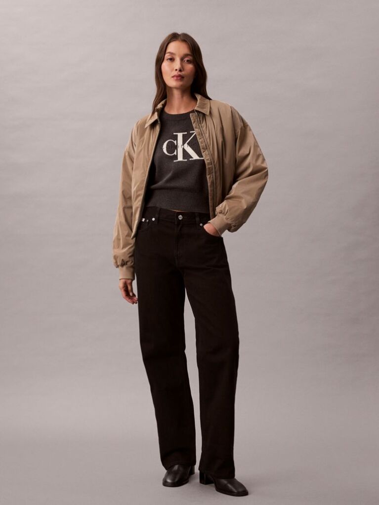 Gri Pulover Cropped Monologo  Femei