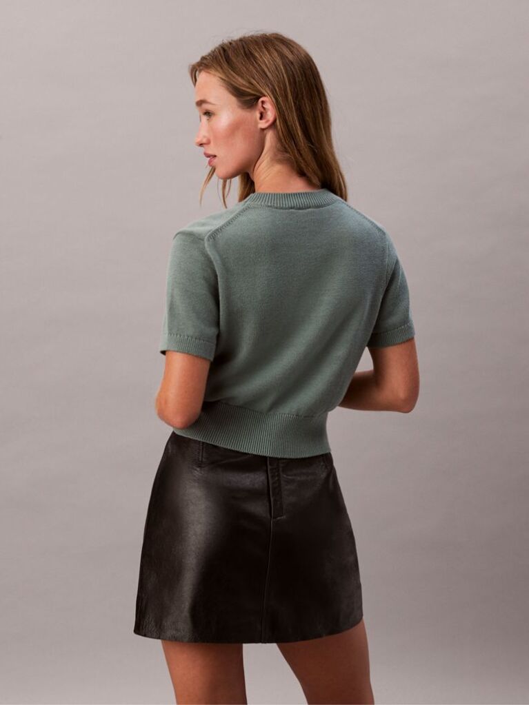 Verde Pulover Cropped Monologo  Femei