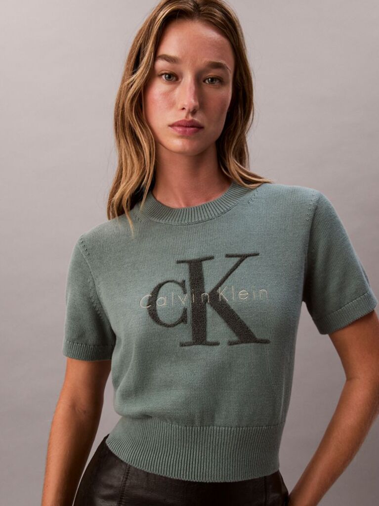 Verde Pulover Cropped Monologo  Femei