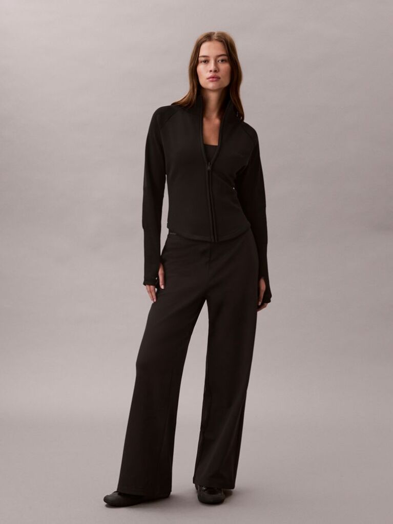 Negru Pantaloni Ponte Cu Banda Cu Logo  Femei