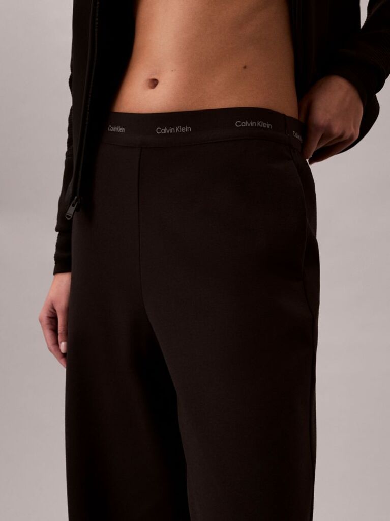 Negru Pantaloni Ponte Cu Banda Cu Logo  Femei