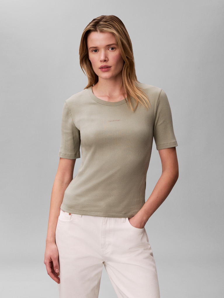 Verde Tricou Ribat Cu Maneci Scurte  Femei