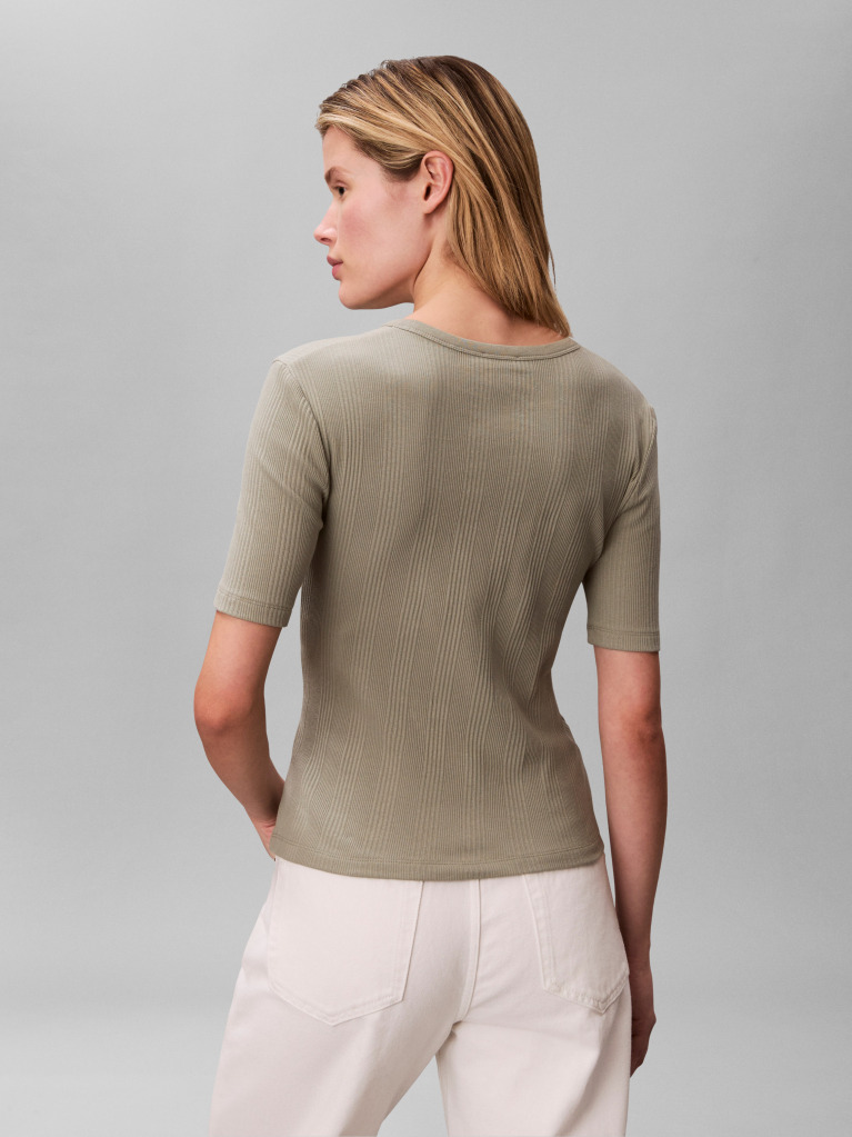 Verde Tricou Ribat Cu Maneci Scurte  Femei