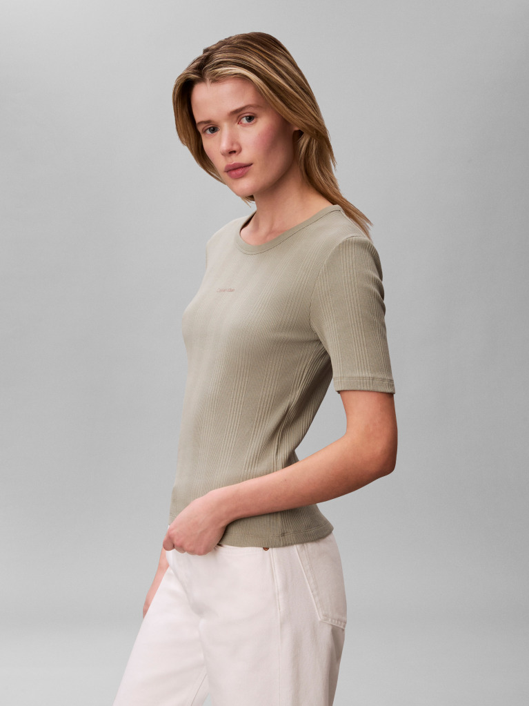 Verde Tricou Ribat Cu Maneci Scurte  Femei