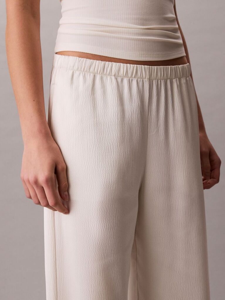 Alb Pantaloni Din Satin Cu Textura Hammered  Femei