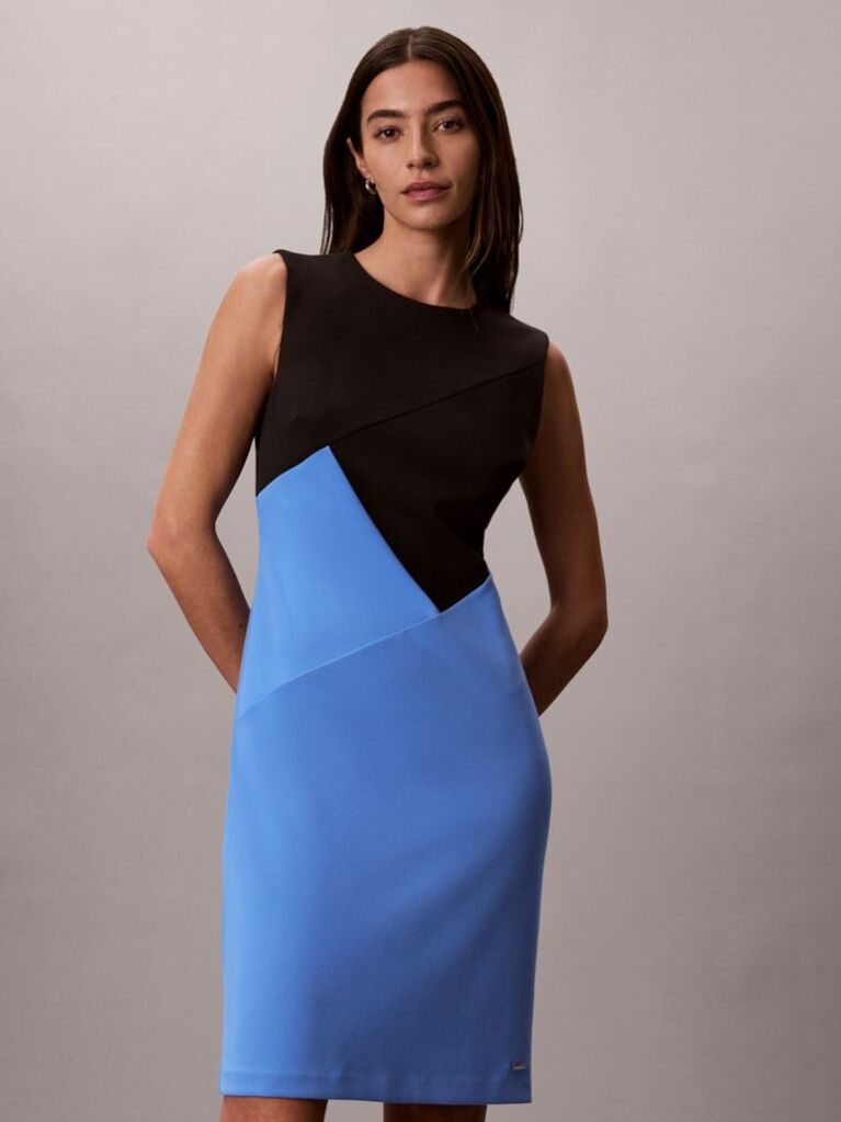 Multi Smooth Crepe Colour Block Dress  Femei