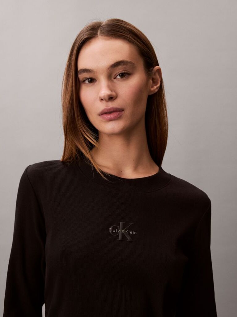 Negru Tricou Pentru Bebelusi Cu Maneci Lungi Si Logo Monogram  Femei