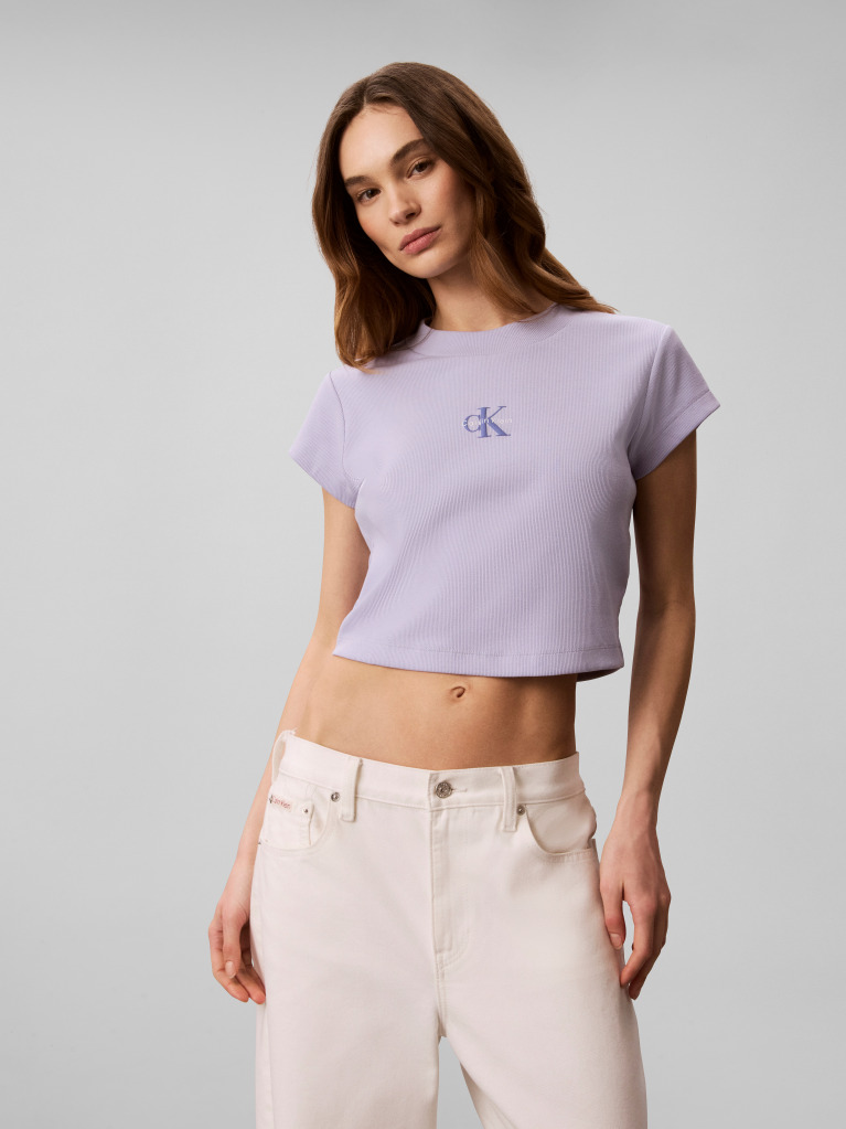 Purple Slim Cropped Monogram T-shirt  Women