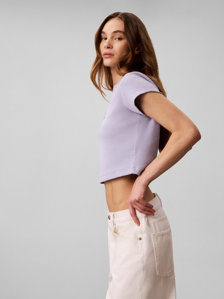 Purple Slim Cropped Monogram T-shirt  Women