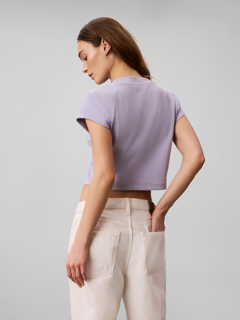 Purple Slim Cropped Monogram T-shirt  Women