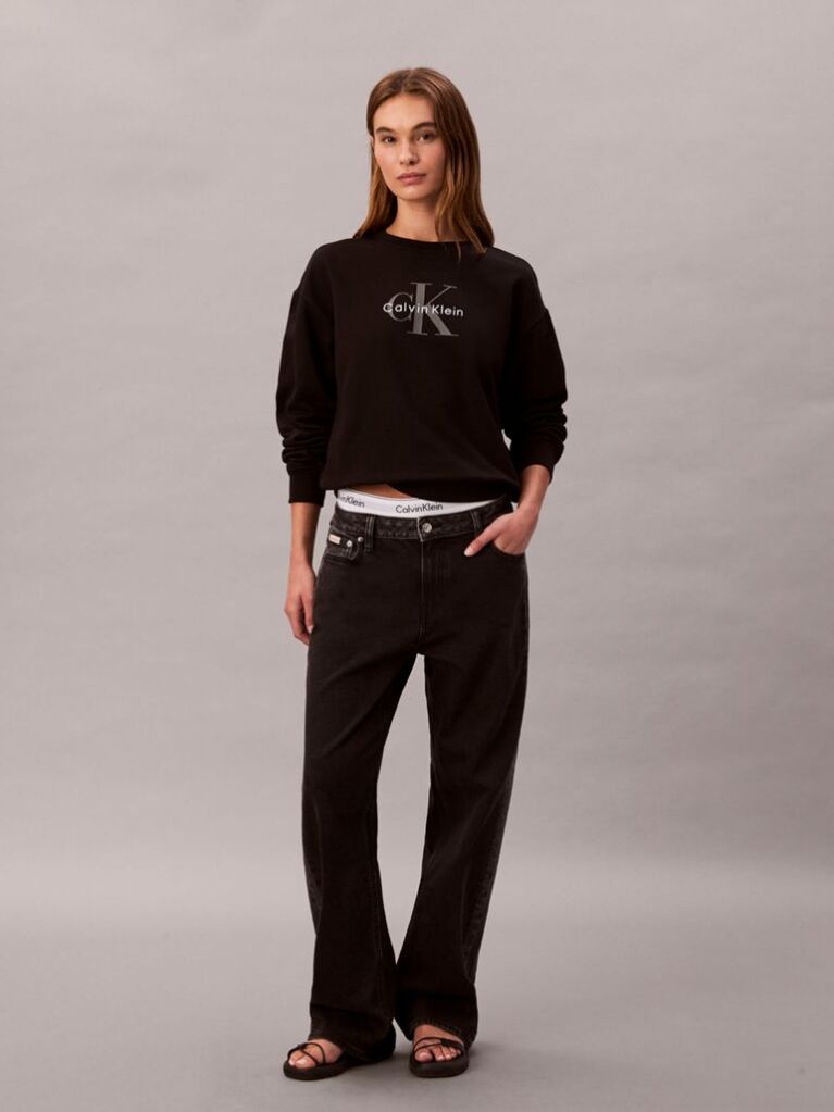 Negru Bluza Relaxata Cu Monograma  Femei