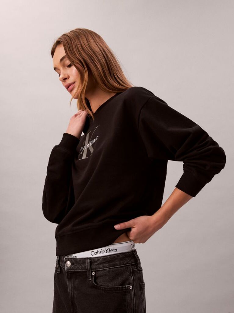 Negru Bluza Relaxata Cu Monograma  Femei