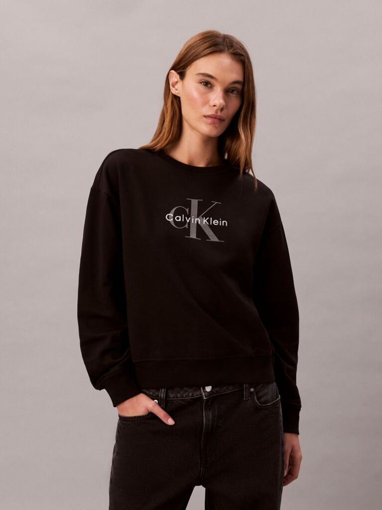 Negru Bluza Relaxata Cu Monograma  Femei