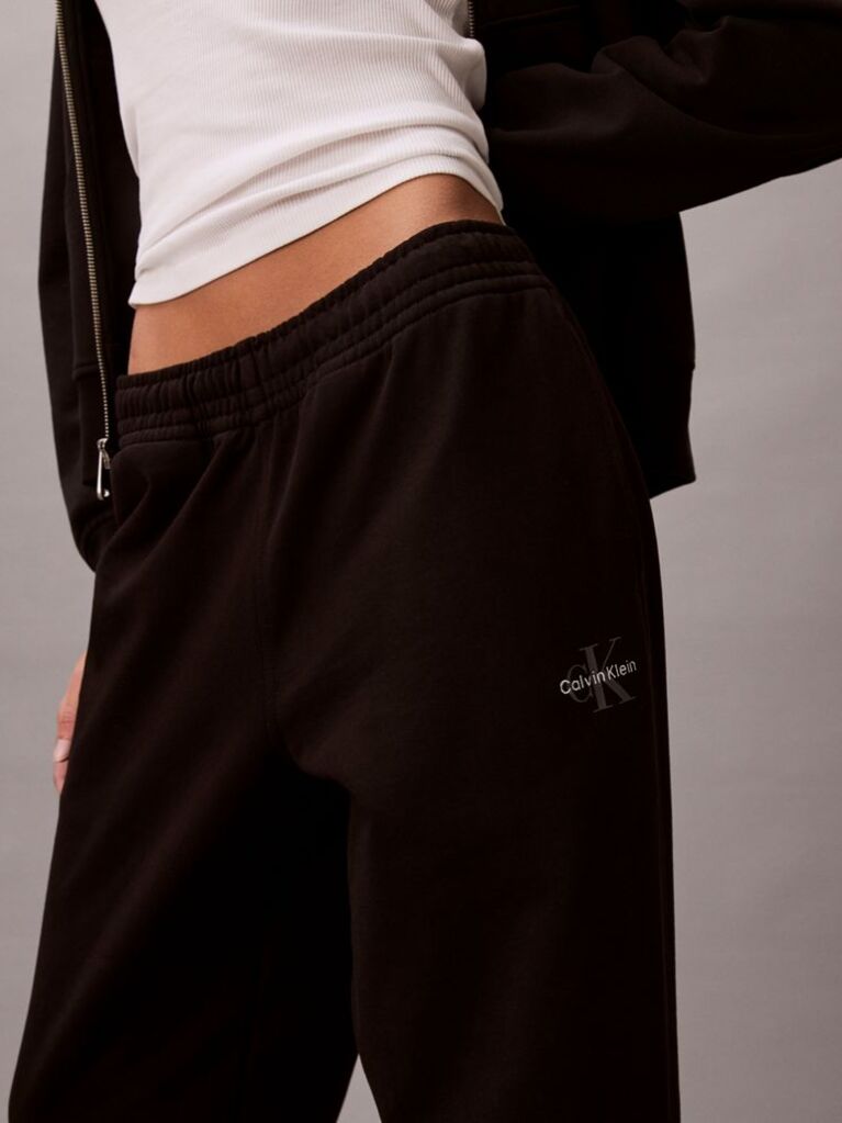 Negru Pantaloni Jogger Din Bumbac Terry Cu Monograma  Femei