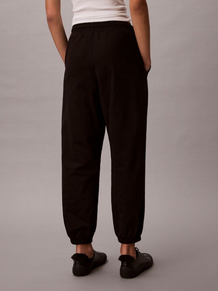 Negru Pantaloni Jogger Din Bumbac Terry Cu Monograma  Femei