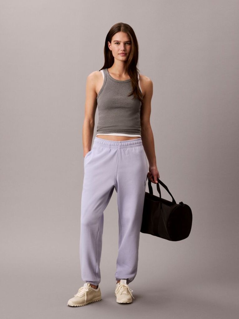 Mov Pantaloni Jogger Din Bumbac Terry Cu Monograma  Femei