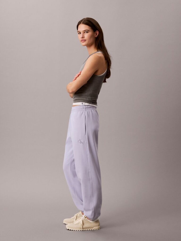 Mov Pantaloni Jogger Din Bumbac Terry Cu Monograma  Femei
