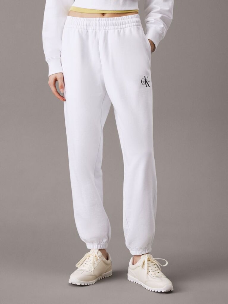 Alb Pantaloni Jogger Din Bumbac Terry Cu Monograma  Femei