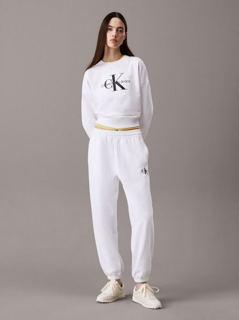 Alb Pantaloni Jogger Din Bumbac Terry Cu Monograma  Femei