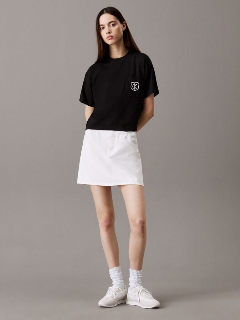 Negru Tricou Scurt Cu Logo Scut  Femei