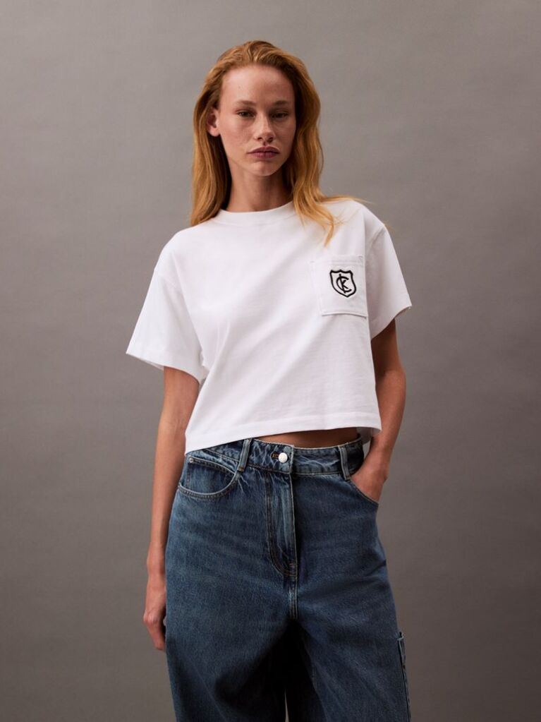 Alb Tricou Scurt Cu Logo Scut  Femei