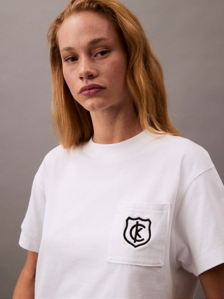 Alb Tricou Scurt Cu Logo Scut  Femei