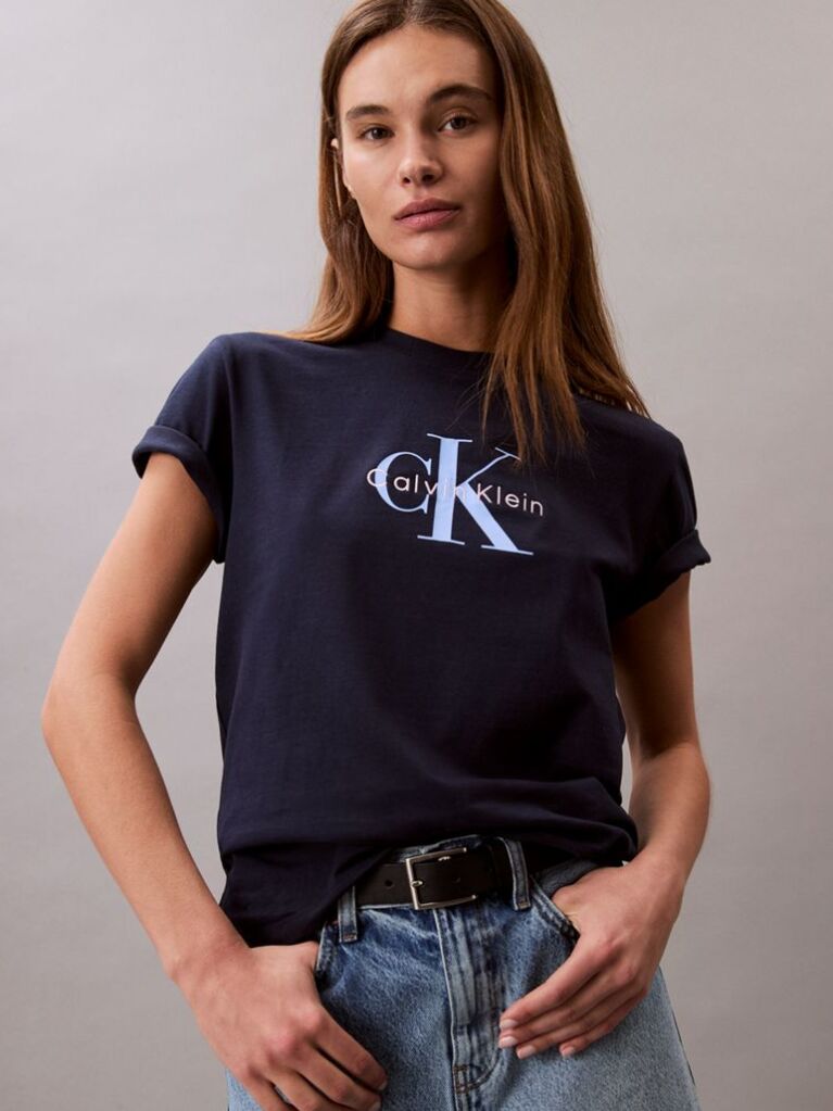 Albastru Tricou Cu Logo Monograma  Femei