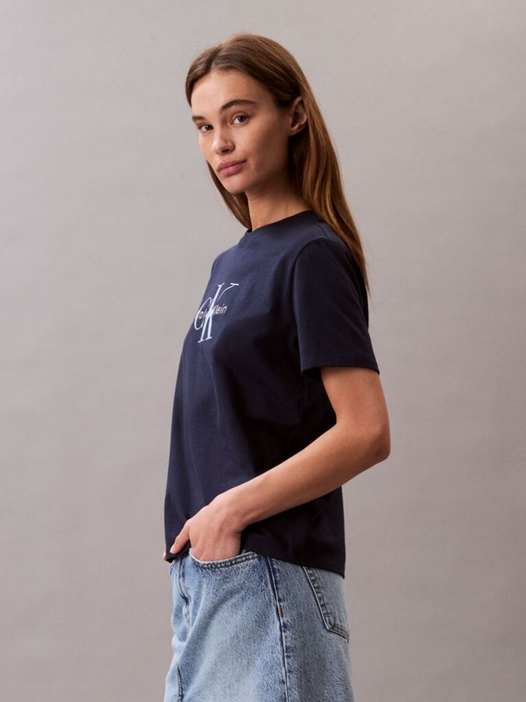 Albastru Tricou Cu Logo Monograma  Femei