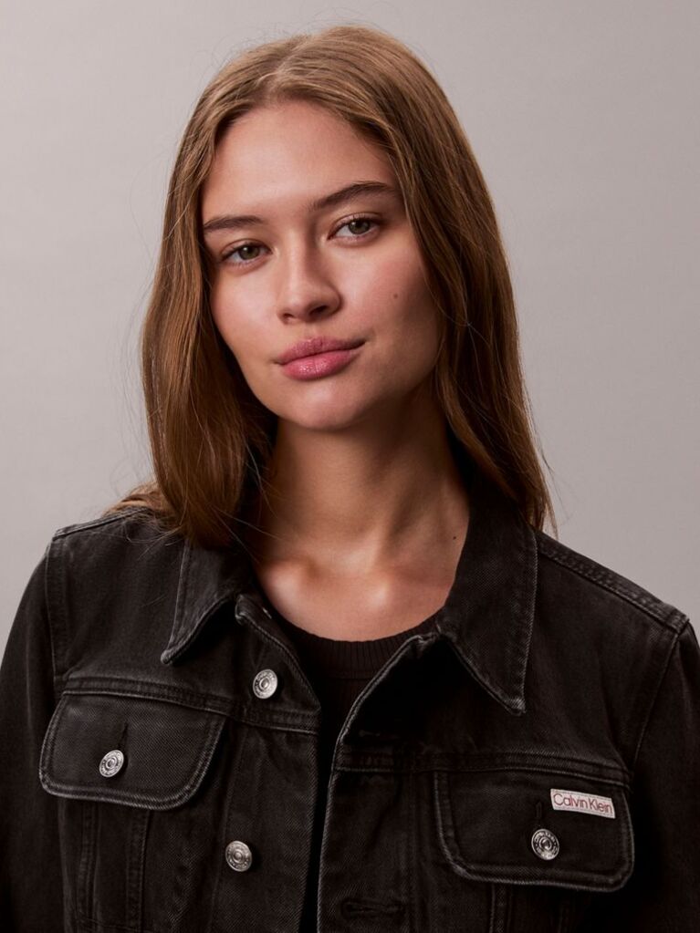 Negru Jacheta Denim 90S Cropped  Femei