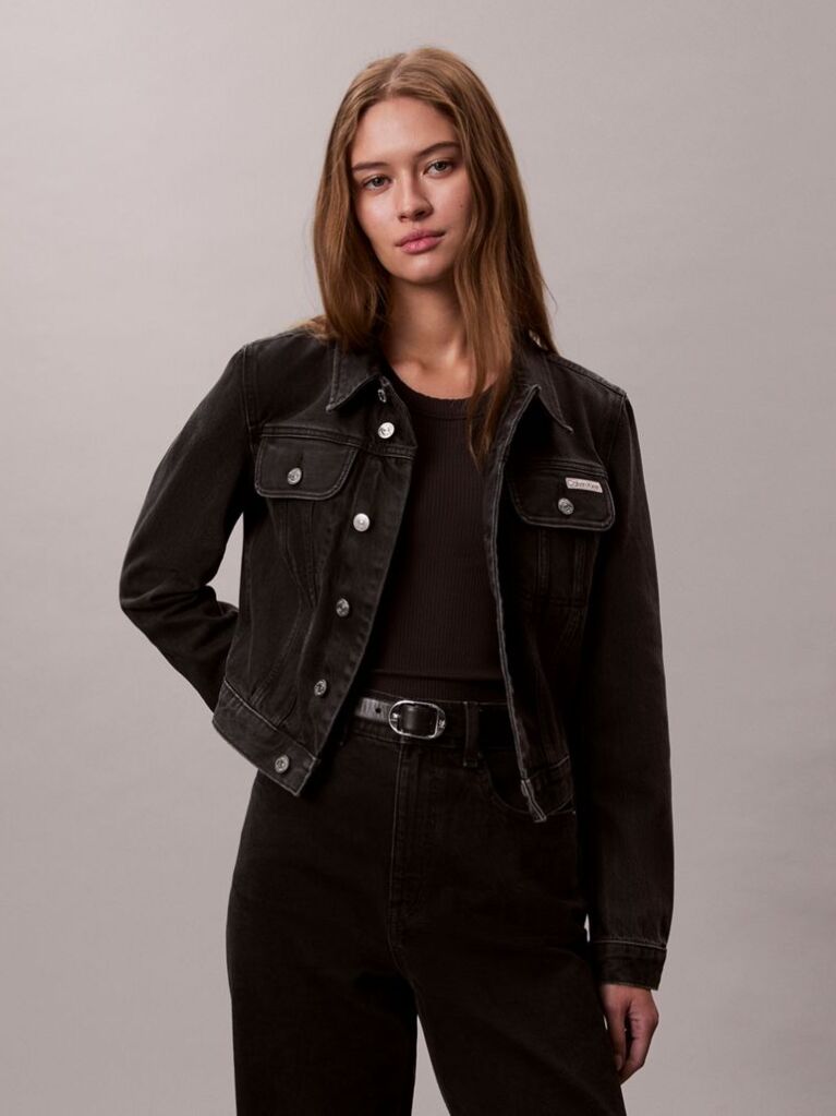 Negru Jacheta Denim 90S Cropped  Femei