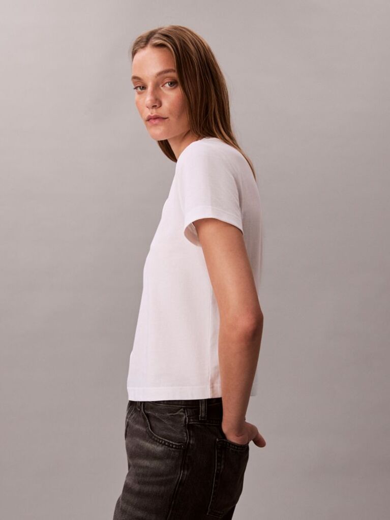 Alb Tricou Slim Cu Imprimeu Grafic Si Logo Script  Femei