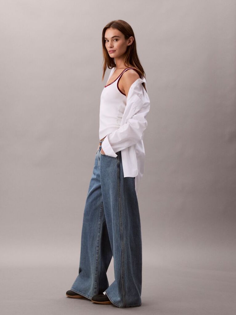 Denim Blugi Cu Croiala Ultra Larga  Femei