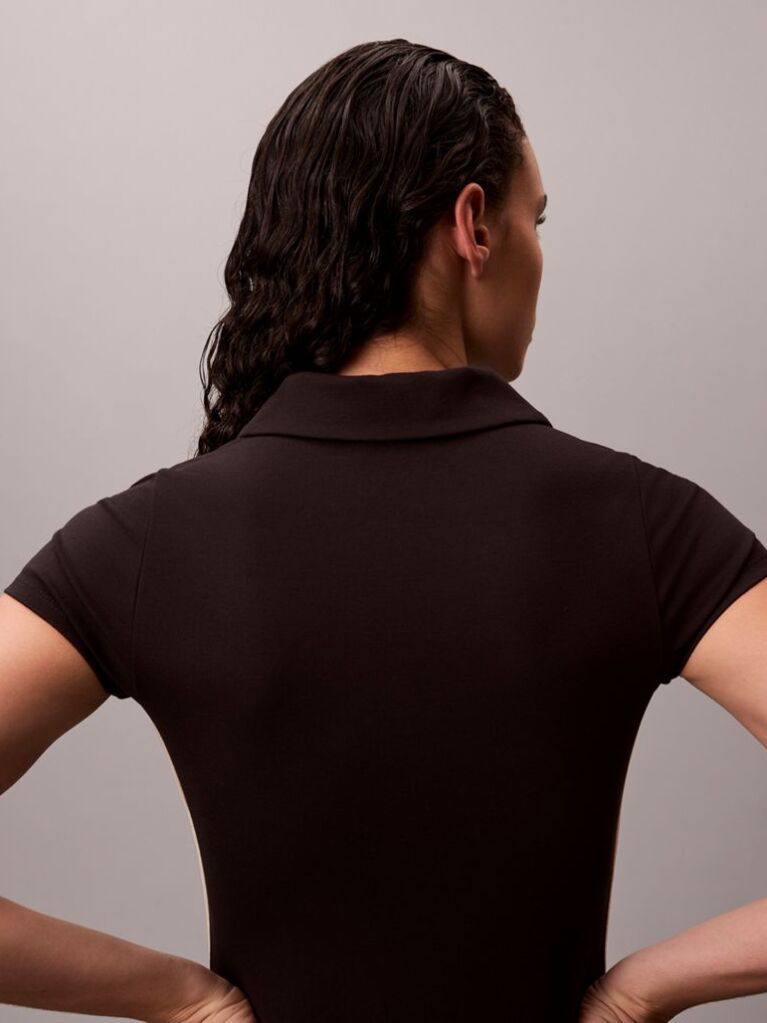 Negru Rochie Mini Polo Din Tricot Tehnic  Femei