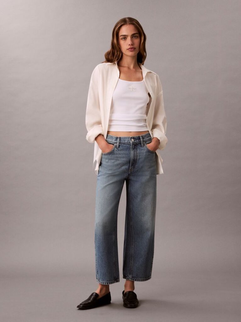 Denim Blugi Culotte Cu Talie Inalta  Femei
