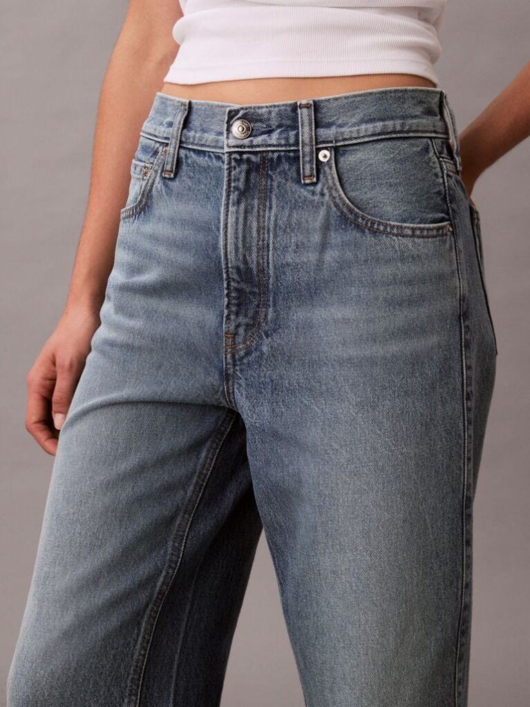 Denim Blugi Culotte Cu Talie Inalta  Femei
