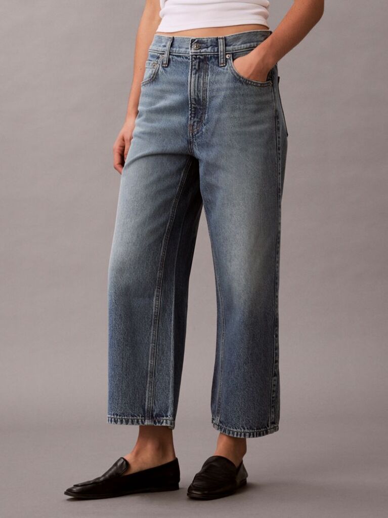 Denim Blugi Culotte Cu Talie Inalta  Femei