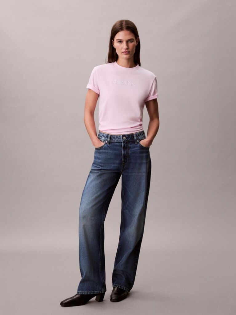 Roz Tricou Clasic Cu Logo Foil  Femei