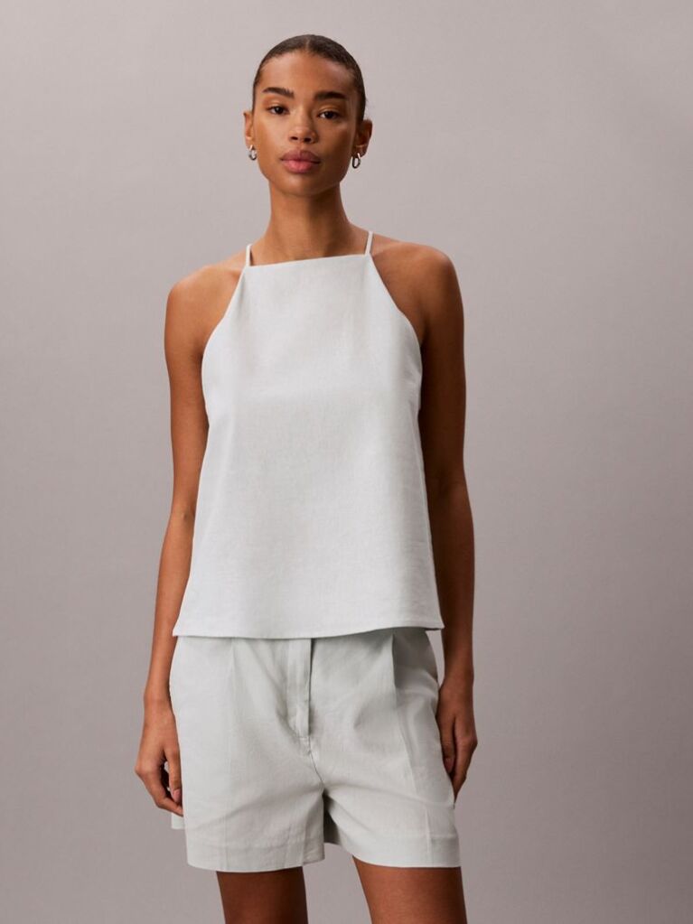 Green Linen Blend Cami Top  Women