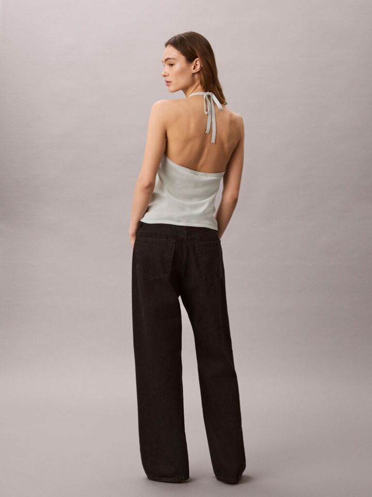 Verde Top Halter-Neck Din Amestec De In  Femei