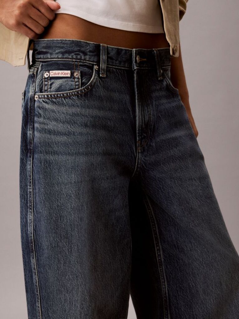 Denim Blugi Baggy Cu Talie Joasa Si Cusaturi Rasucite  Femei